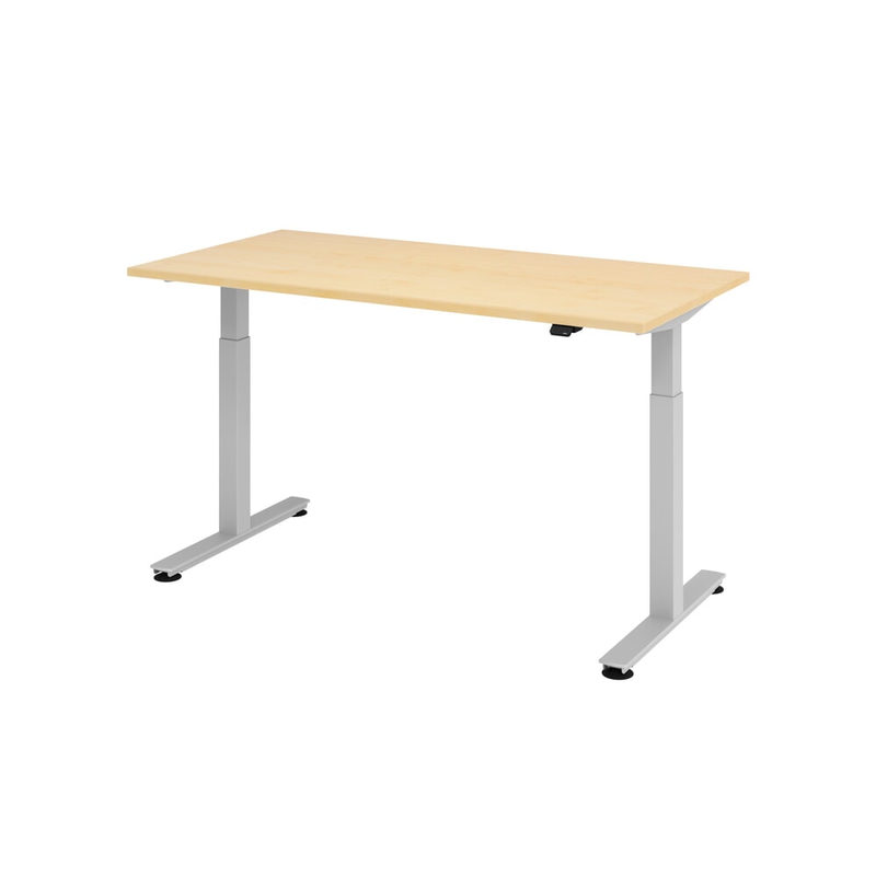 Schreibtisch ULM, elektrisch höhenverstellbar, Rechteck, T-Fuß, B 1600 x T 800 x H 720-1190 mm,