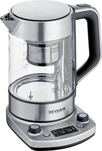 Severin 3422 Wasserkocher schnurlos, Überhitzungsschutz Edelstahl (gebürstet) Fassungsvermögen: 1.7 l