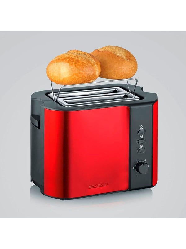 Severin AT 2217 Toaster kabelgebunden, mit Brötchenaufsatz Rot (metallic), Schwarz, Bild 6