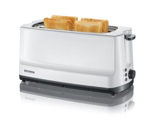 Severin AT 2234 Doppel-Langschlitztoaster mit Brötchenaufsatz Weiß, Grau