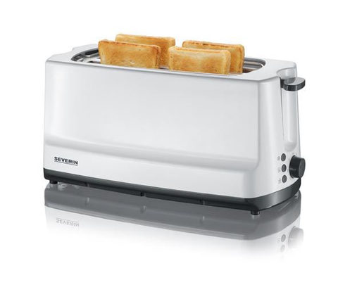 Severin AT 2234 Doppel-Langschlitztoaster mit Brötchenaufsatz Weiß, Grau