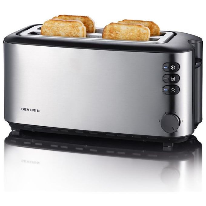 Severin AT 2509 Doppel-Langschlitztoaster mit eingebautem Brötchenaufsatz Edelstahl (gebürstet), Schwarz, Bild 2