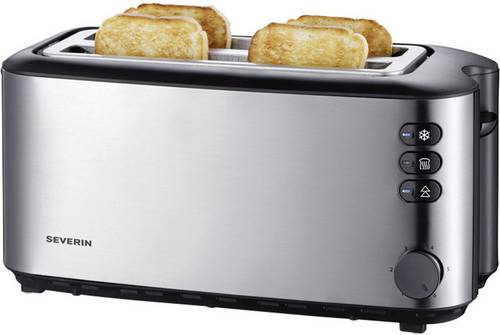 Severin AT 2509 Doppel-Langschlitztoaster mit eingebautem Brötchenaufsatz Edelstahl (gebürstet), Schwarz, Bild 3
