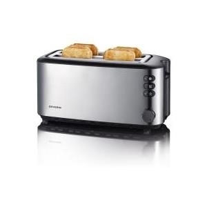 Severin AT 2509 Doppel-Langschlitztoaster mit eingebautem Brötchenaufsatz Edelstahl (gebürstet), Schwarz, Bild 4