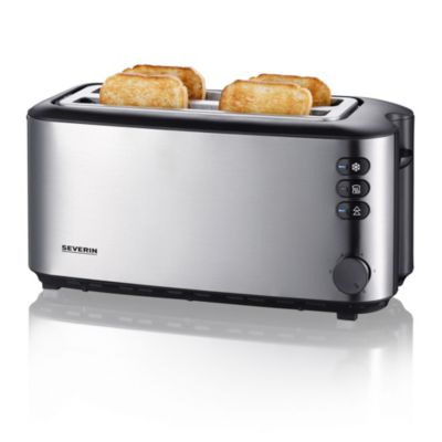 Severin AT 2509 Doppel-Langschlitztoaster mit eingebautem Brötchenaufsatz Edelstahl (gebürstet), Schwarz, Bild 5
