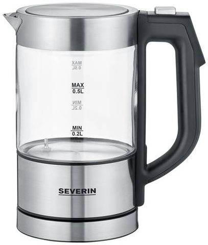 Severin WK 3458 Wasserkocher schnurlos, BPA-frei Edelstahl, Schwarz Fassungsvermögen: 0.5 l