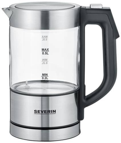 Severin WK 3458 Wasserkocher schnurlos, BPA-frei Edelstahl, Schwarz Fassungsvermögen: 0.5 l