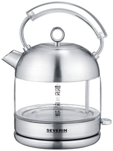 Severin WK 3459 Glas-Wasserkocher Retro 2400W 1,7l transparent/schwarz/silber, Bild 3