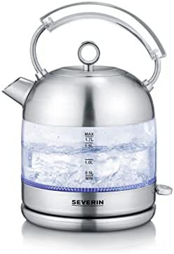 Severin WK 3459 Glas-Wasserkocher Retro 2400W 1,7l transparent/schwarz/silber