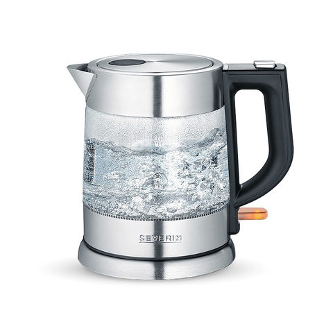 Severin WK 3468 Glas-Wasserkocher 2200W 1l transparent/schwarz/silber