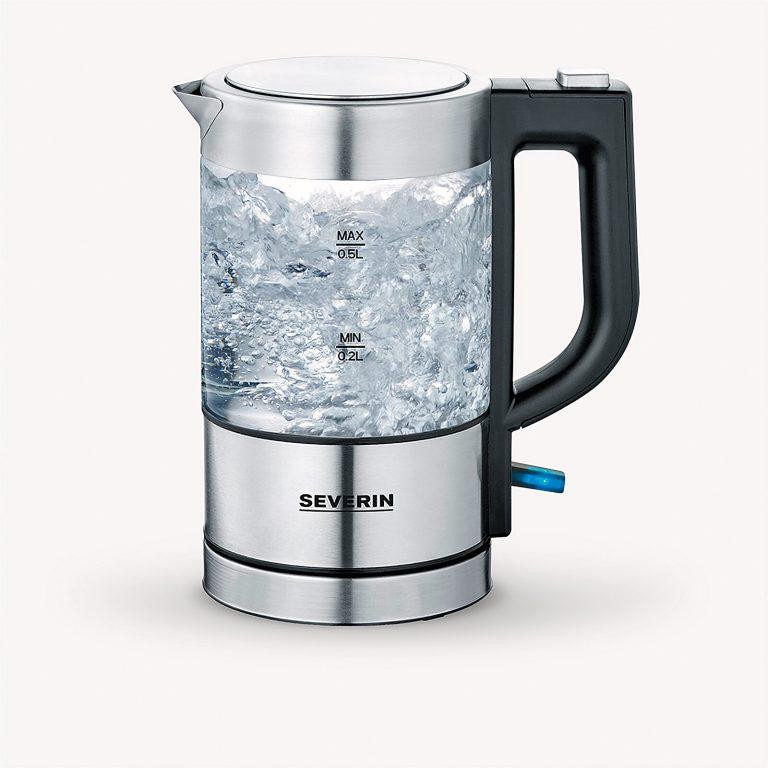 Severin WK 3472 Mini Glas-Wasserkocher 1000W 0,5l transparent/schwarz/silber