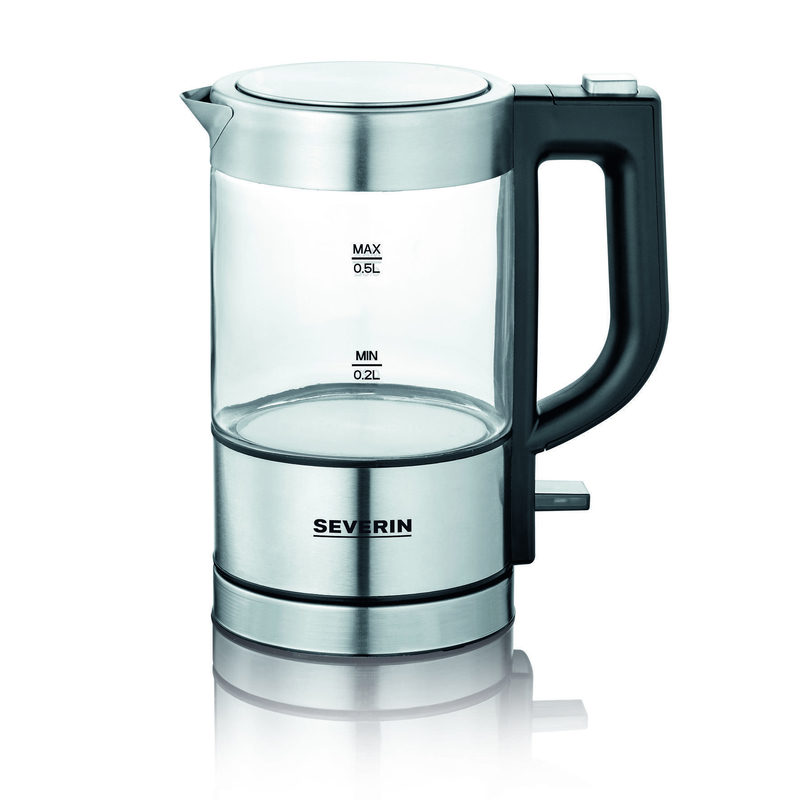 Severin WK 3472 Mini Glas-Wasserkocher 1000W 0,5l transparent/schwarz/silber, Bild 3