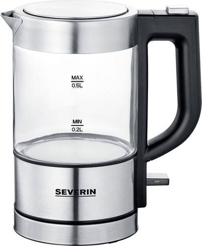 Severin WK 3472 Mini Glas-Wasserkocher 1000W 0,5l transparent/schwarz/silber, Bild 4