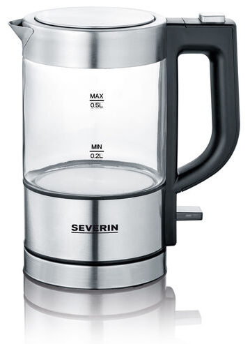 Severin WK 3472 Mini Glas-Wasserkocher 1000W 0,5l transparent/schwarz/silber, Bild 5
