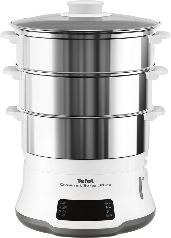 Tefal Dampfgarer Convenient Series Deluxe 900 W Touchscreen, 8 Programme,3 Ebenen, Edelstahlbehälter, VC502D