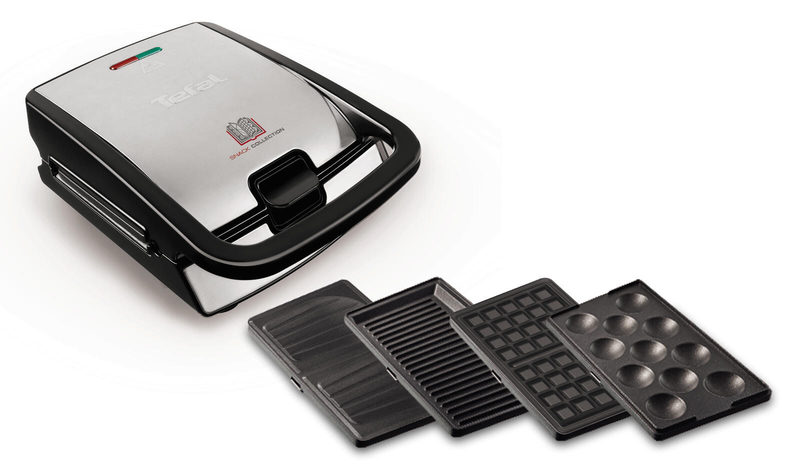 Tefal SW854D Waffeleisen Snack Collection 700W 4 Platten Schwarz/Edelstahl