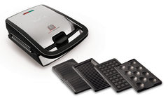 Tefal SW854D Waffeleisen Snack Collection 700W 4 Platten Schwarz/Edelstahl