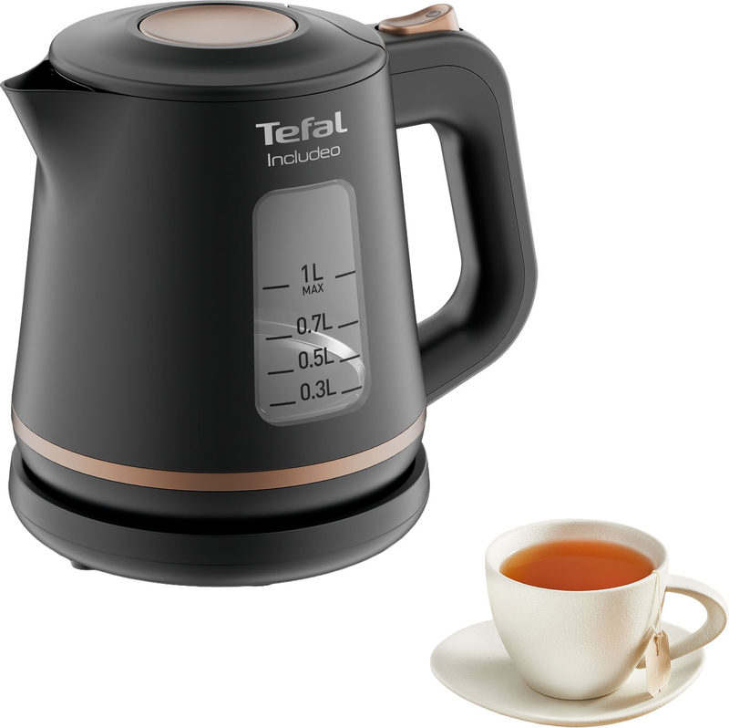 Tefal Wasserkocher KI5338 Includeo 1 l 2400 W Anti-Rutsch-Griff, Wasserstandsanzeige, herausnehmbarer Filter