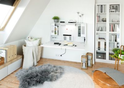 Wandschreibtisch, ideal für das Home Office, ausklappbare Tischplatte, umfangreiche Innenausstattung, B 1200, Bild 2