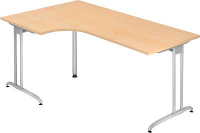Winkelschreibtisch 90° TARA, C-Fuß, Rechteck, B 2000 mm, Ahorn-Dekor